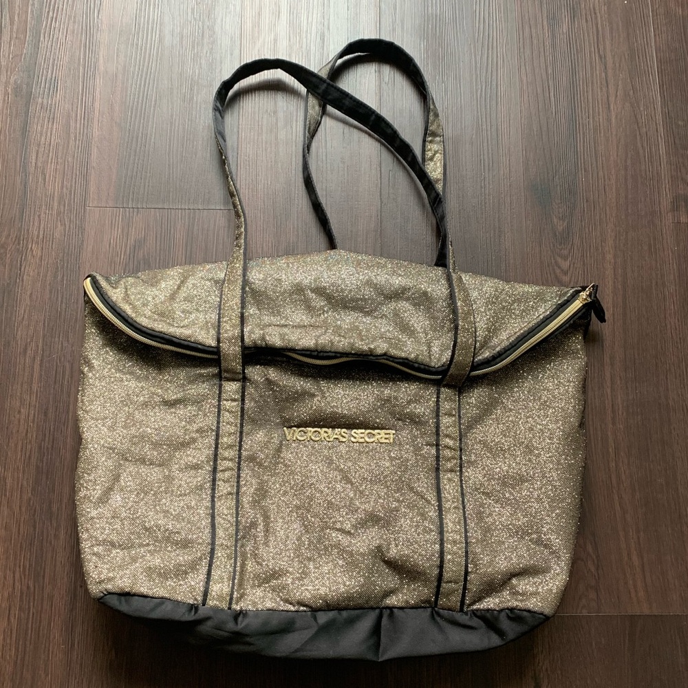 (SOLD) Victoria’s Secret Glittery Gold Tote - Picture 3 of 8